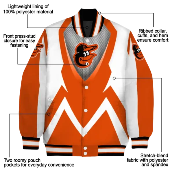 custom baltimore orioles v stripes orange white varsity jacket new arrival