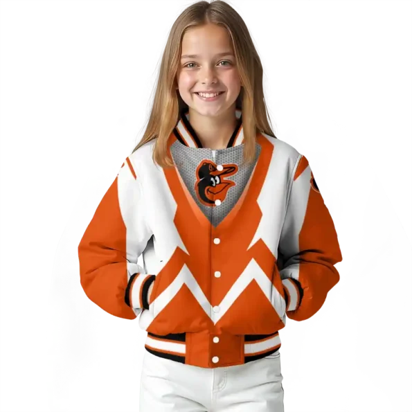 custom baltimore orioles v stripes orange white varsity jacket top rated