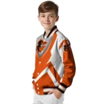 custom baltimore orioles v stripes orange white varsity jacket best selling