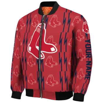 custom boston red sox bolt stripe red bomber jacket best selling