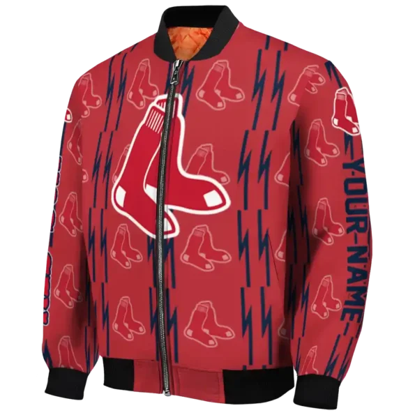 custom boston red sox bolt stripe red bomber jacket best selling