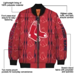 custom boston red sox bolt stripe red bomber jacket best selling