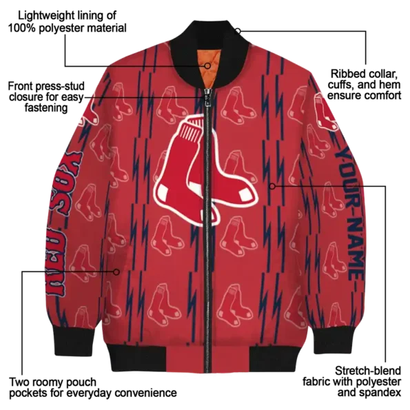 custom boston red sox bolt stripe red bomber jacket new arrival