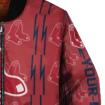 custom boston red sox bolt stripe red bomber jacket best selling