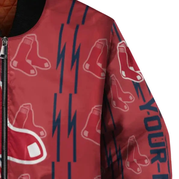 custom boston red sox bolt stripe red bomber jacket premium grade