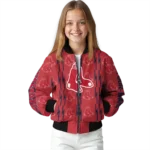 custom boston red sox bolt stripe red bomber jacket best selling