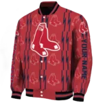 custom boston red sox bolt stripe red varsity jacket best selling