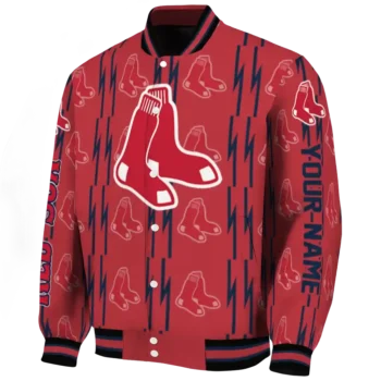 custom boston red sox bolt stripe red varsity jacket best selling