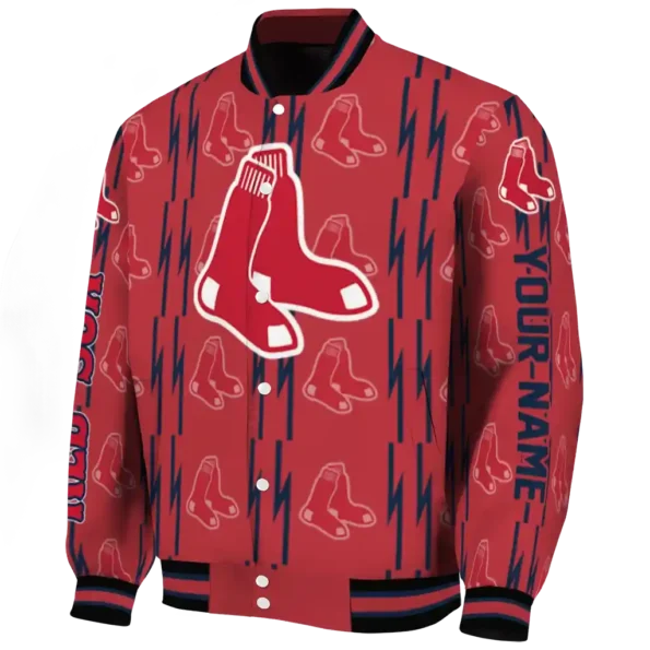custom boston red sox bolt stripe red varsity jacket best selling
