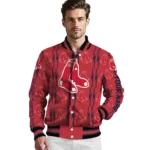 custom boston red sox bolt stripe red varsity jacket best selling