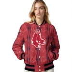 custom boston red sox bolt stripe red varsity jacket best selling