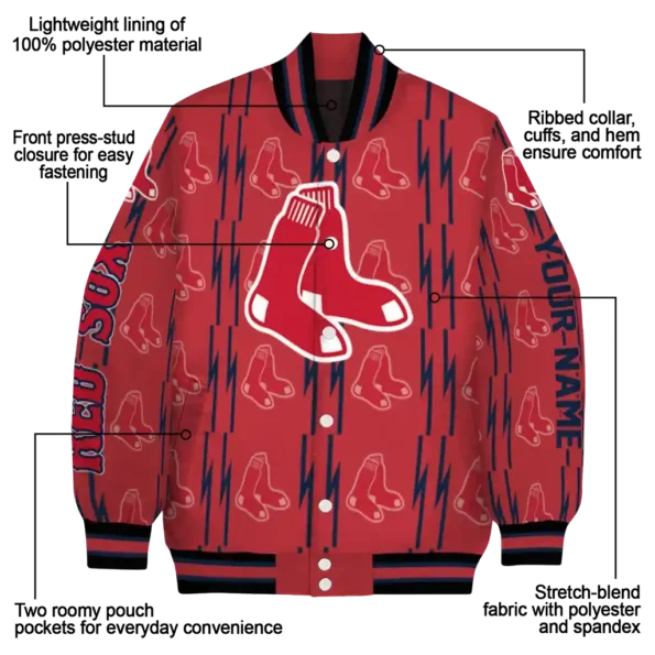 custom boston red sox bolt stripe red varsity jacket new arrival