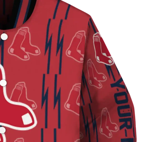 custom boston red sox bolt stripe red varsity jacket premium grade