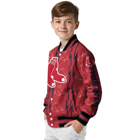 custom boston red sox bolt stripe red varsity jacket trendy