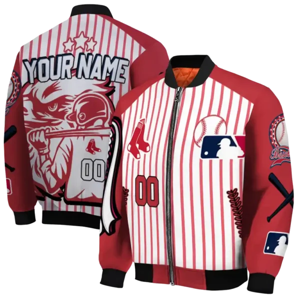 custom boston red sox eagle baseball red white bomber jacket fashion forward
