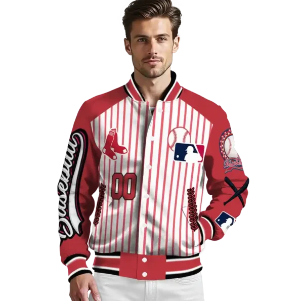 custom boston red sox eagle baseball red white varsity jacket high quality