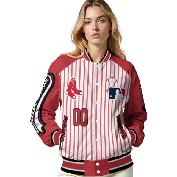 custom boston red sox eagle baseball red white varsity jacket latest model
