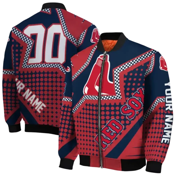 custom boston red sox star burst red bomber jacket fashion forward