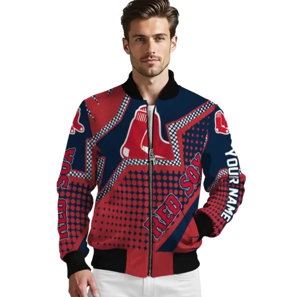 custom boston red sox star burst red bomber jacket high quality