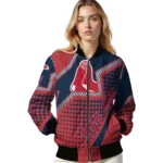custom boston red sox star burst red bomber jacket best selling