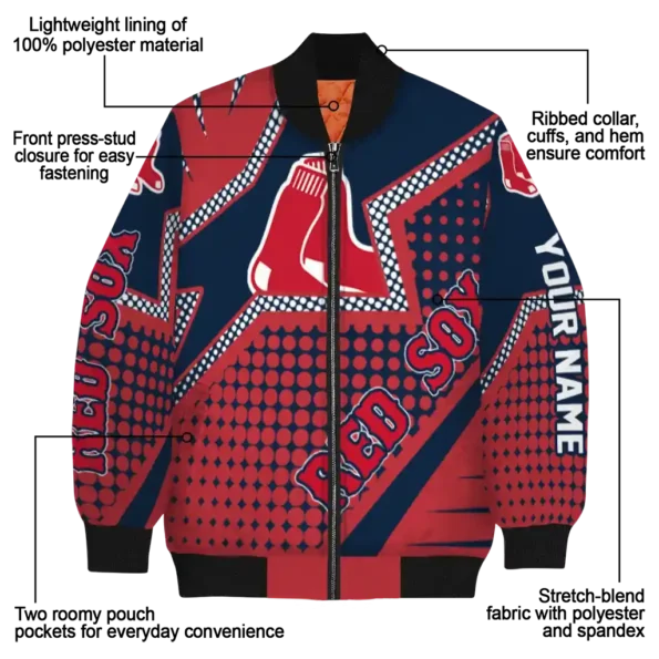 custom boston red sox star burst red bomber jacket new arrival