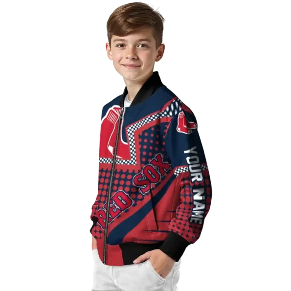 custom boston red sox star burst red bomber jacket trendy