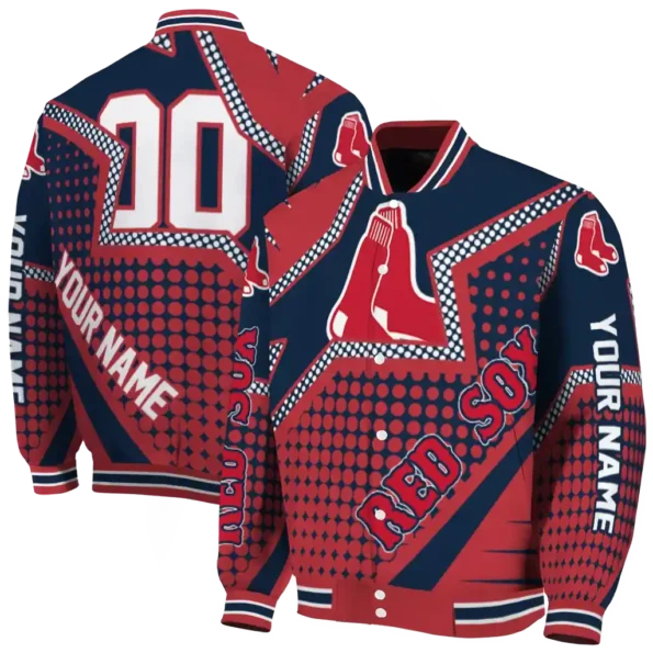 custom boston red sox star burst red varsity jacket fashion forward