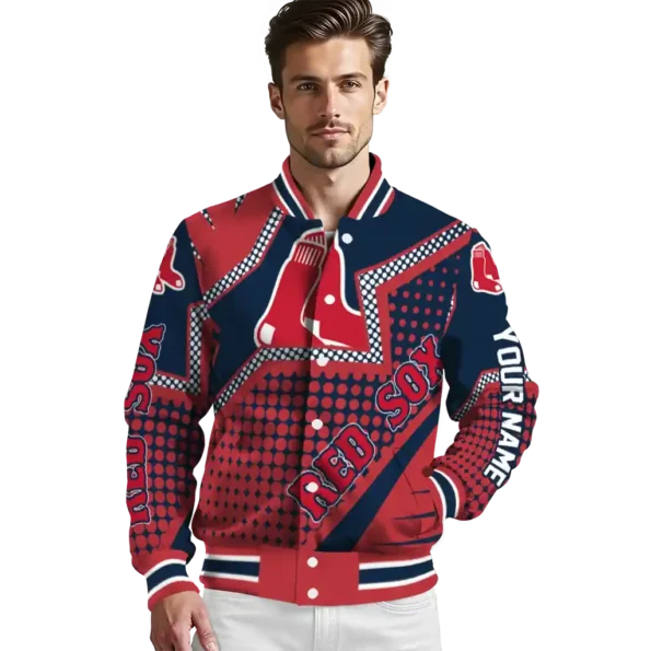 custom boston red sox star burst red varsity jacket high quality