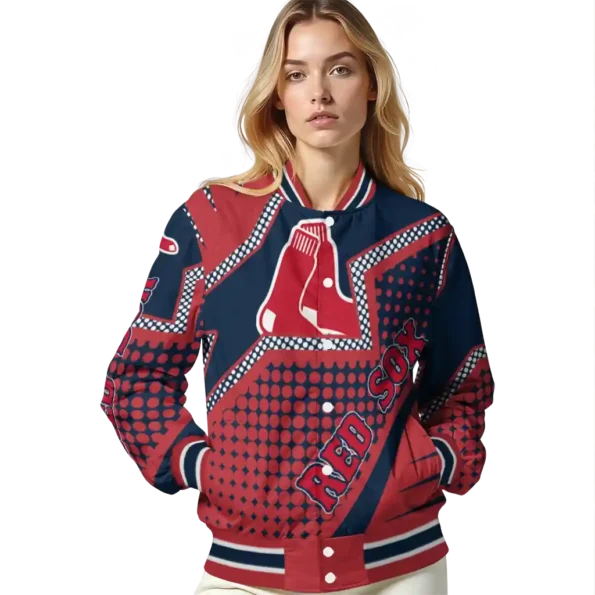 custom boston red sox star burst red varsity jacket latest model