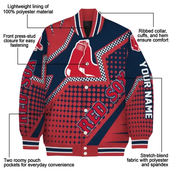 custom boston red sox star burst red varsity jacket new arrival