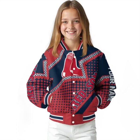 custom boston red sox star burst red varsity jacket top rated