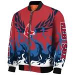 custom boston red sox winged blaze red white bomber jacket best selling