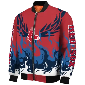 custom boston red sox winged blaze red white bomber jacket best selling
