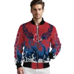 custom boston red sox winged blaze red white bomber jacket best selling