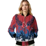 custom boston red sox winged blaze red white bomber jacket best selling