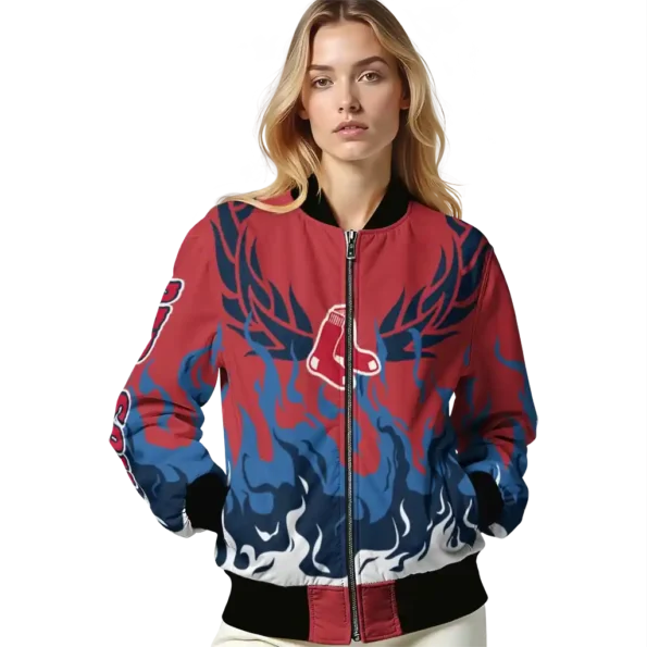 custom boston red sox winged blaze red white bomber jacket latest model