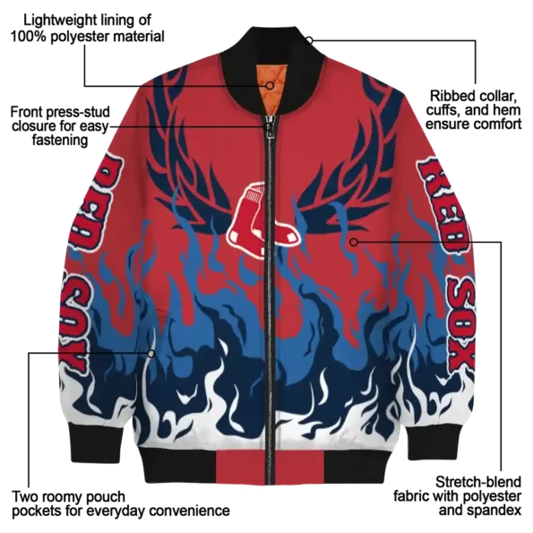 custom boston red sox winged blaze red white bomber jacket new arrival