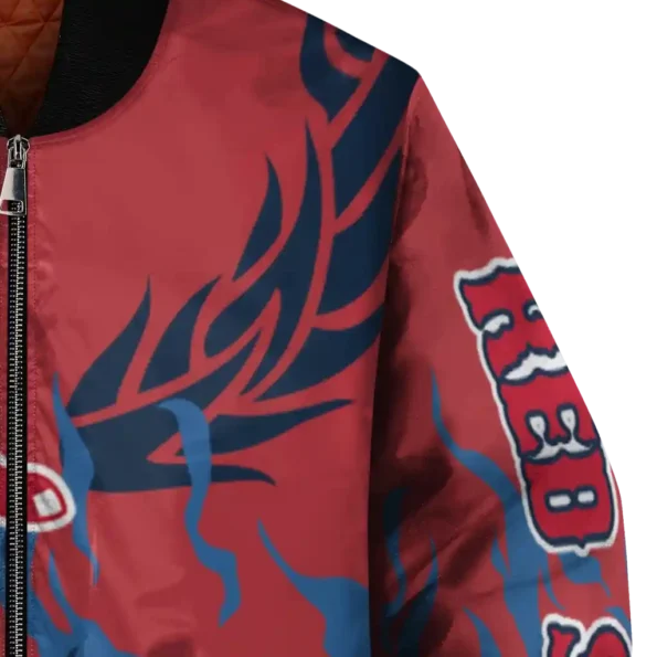 custom boston red sox winged blaze red white bomber jacket premium grade