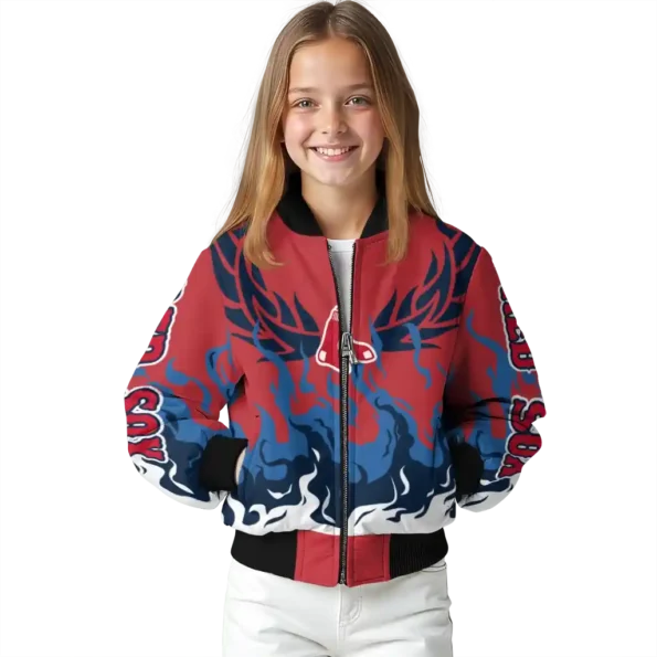 custom boston red sox winged blaze red white bomber jacket top rated