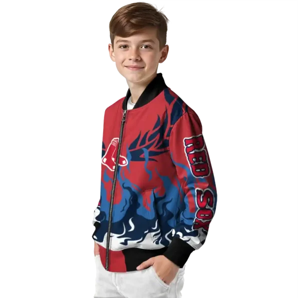 custom boston red sox winged blaze red white bomber jacket trendy