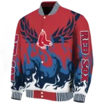 custom boston red sox winged blaze red white varsity jacket best selling