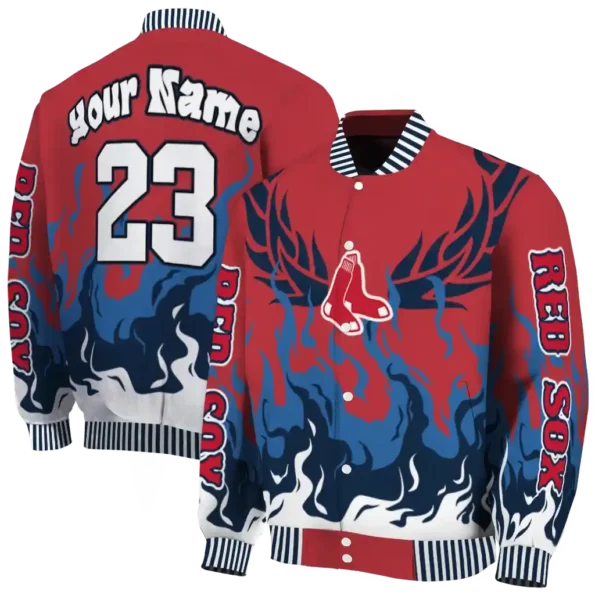custom boston red sox winged blaze red white varsity jacket fashion forward