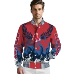 custom boston red sox winged blaze red white varsity jacket best selling