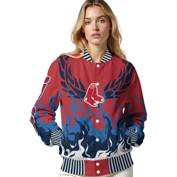 custom boston red sox winged blaze red white varsity jacket latest model