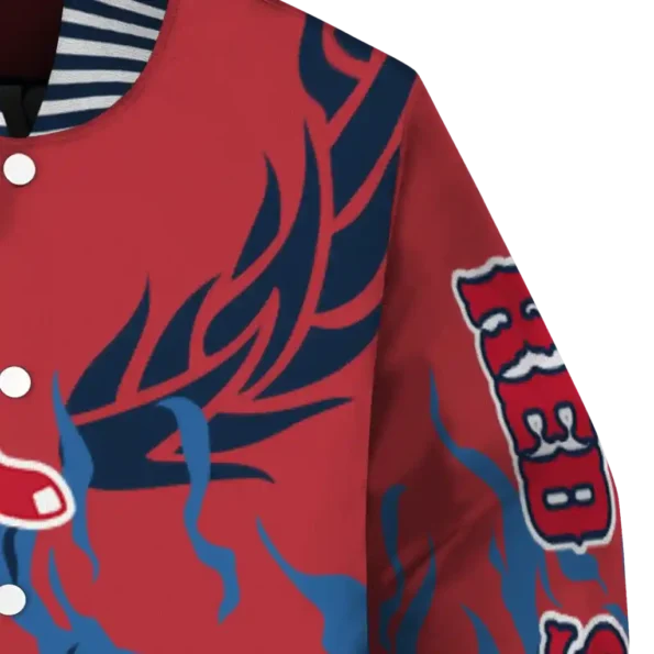 custom boston red sox winged blaze red white varsity jacket premium grade