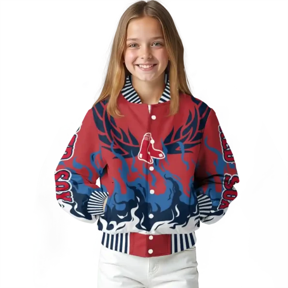 custom boston red sox winged blaze red white varsity jacket top rated