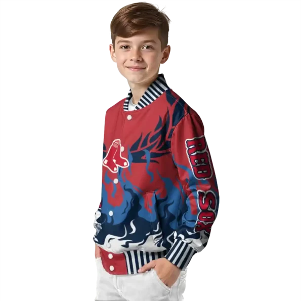 custom boston red sox winged blaze red white varsity jacket trendy