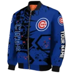 custom chicago cubs hexagon cluster blue black bomber jacket best selling