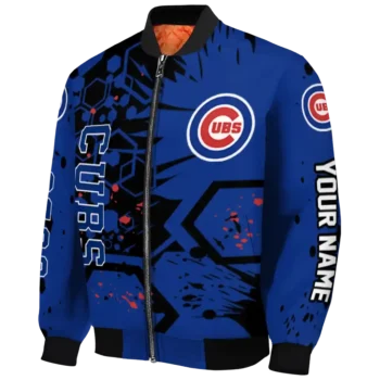 custom chicago cubs hexagon cluster blue black bomber jacket best selling