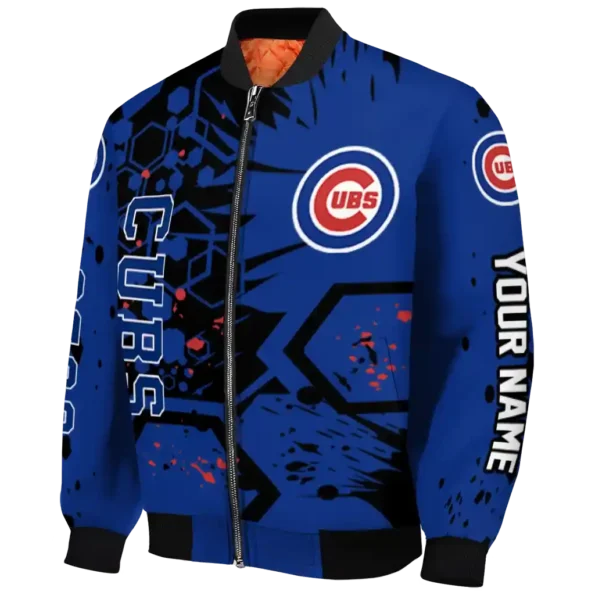 custom chicago cubs hexagon cluster blue black bomber jacket best selling